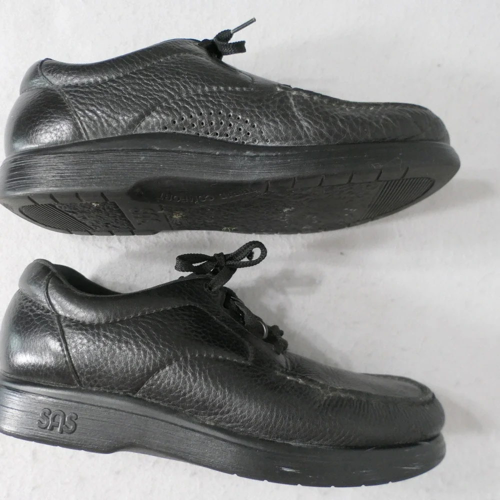 SAS Men's Bout Time Black Leather Lace Up Comfort Shoes 8.5 Walking Made in USA
